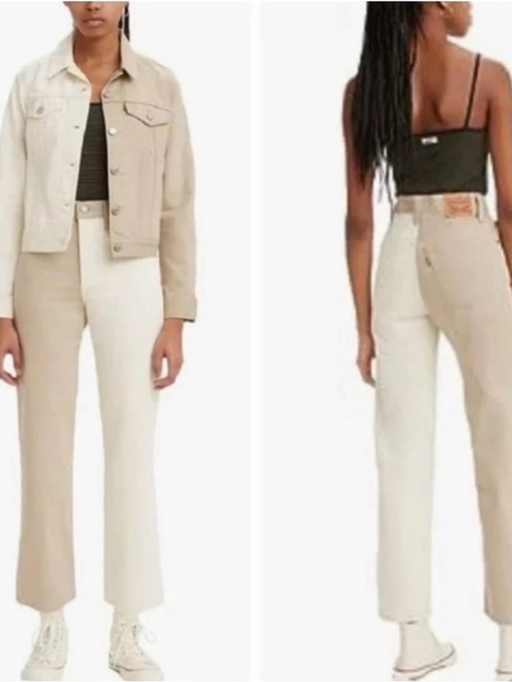 Levi's Rib cage ankle Straight Jeans in Light Beige/Cream two tone